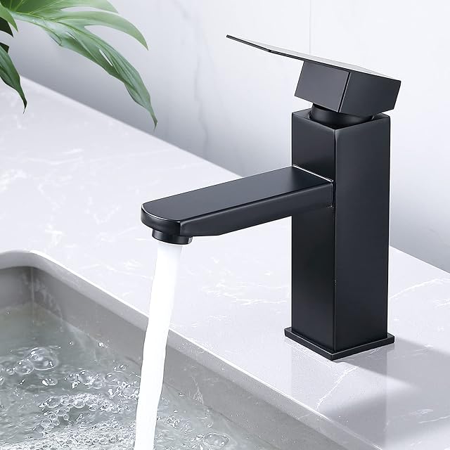 Miscelatore da lavabo nero opaco HOMELODY con corpo in acciaio inox SUS304