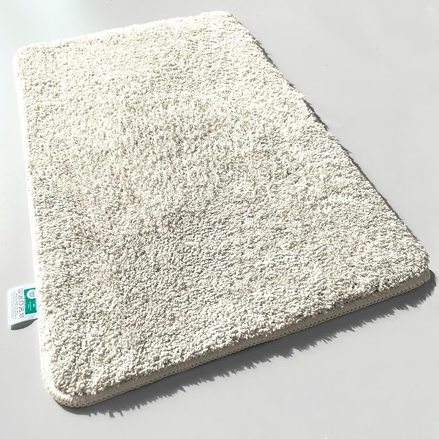 Tappeto da bagno in microfibra a pelo alto color crema casa pura