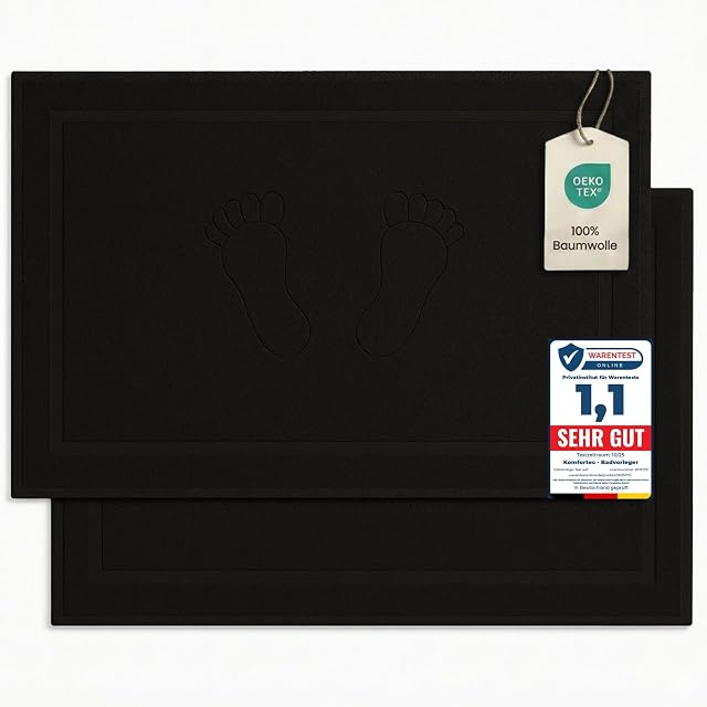 Confezione da due tappeti da bagno in cotone bianco Komfortec