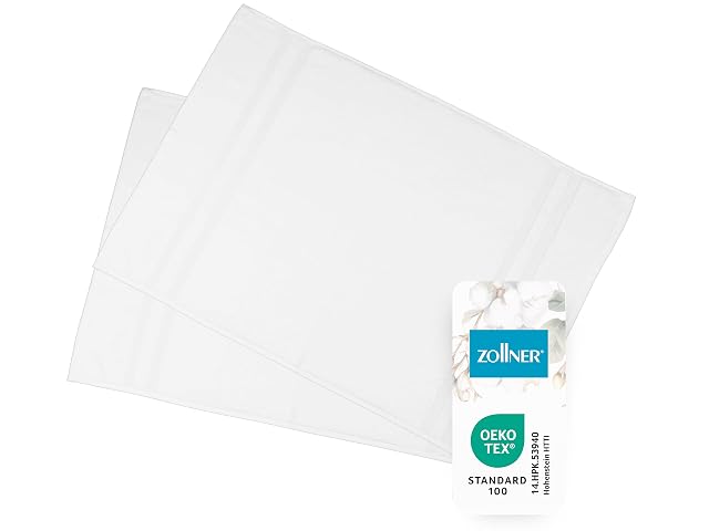 Confezione da due tappeti da bagno in cotone bianco con bordo ZOLLNER