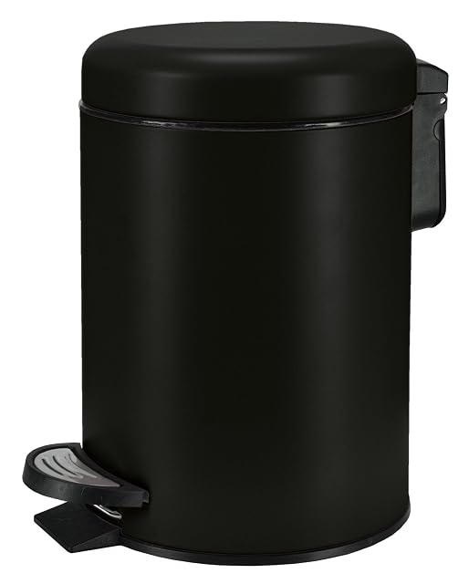 Pattumiera da bagno a pedale Kleine Wolke ONE nero opaco, 3 litri
