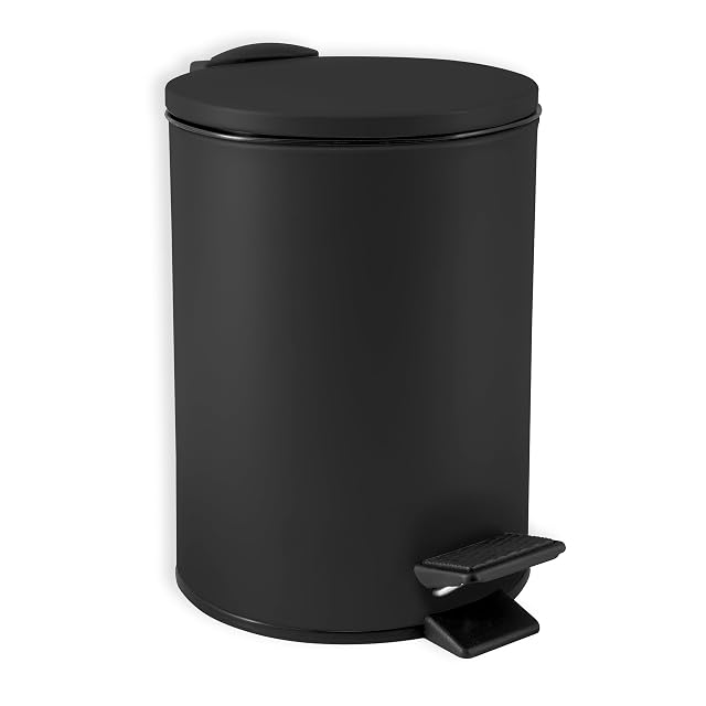 Pattumiera da bagno a pedale Spirella Swartz in acciaio inox nero