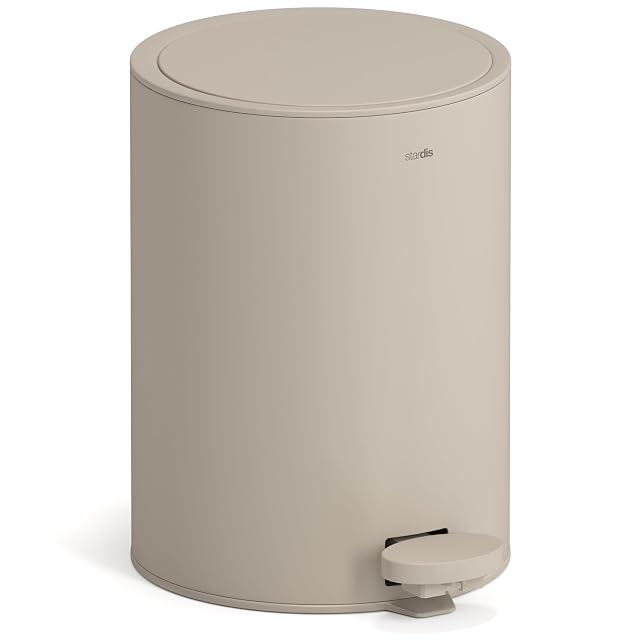 Pattumiera da bagno a pedale stardis in inox opaco color tortora