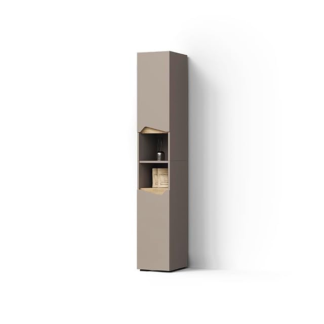 Colonna da bagno alta color greige Livinity Timavo con ripiani aperti e chiusi
