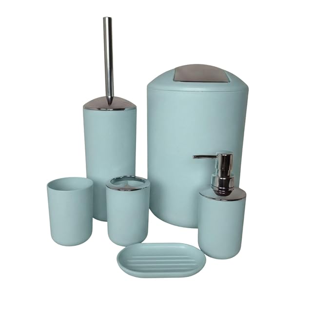 Set di accessori da bagno in plastica sei pezzi verde menta G.mütlich
