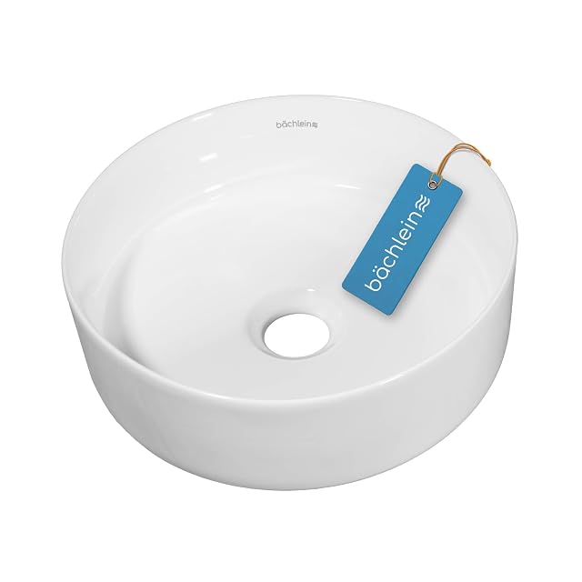 Lavabo da appoggio tondo in ceramica bianca Bächlein Tamula