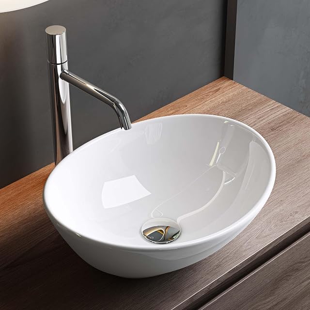 Lavabo da appoggio ovale in ceramica bianca Mai & Mai