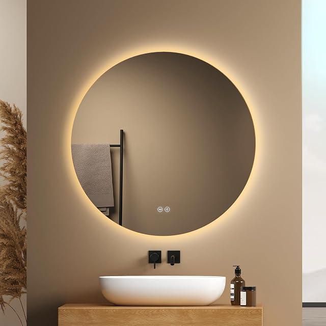 Specchio da bagno LED rotondo senza cornice EMKE, 80 cm