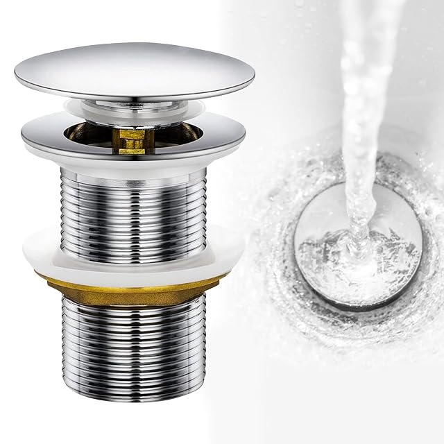 Piletta da lavabo ad apertura a pressione in acciaio inox Fousenuk