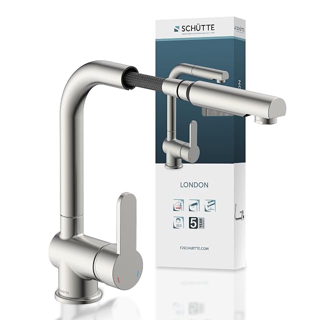 Miscelatore da cucina estraibile in finitura inox Schütte LONDON