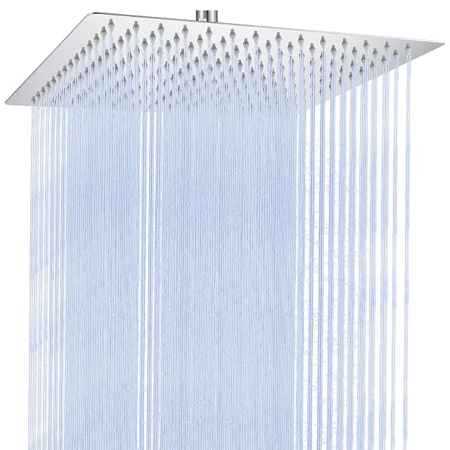 Soffione doccia a pioggia quadrato in acciaio inox cromato Auralum