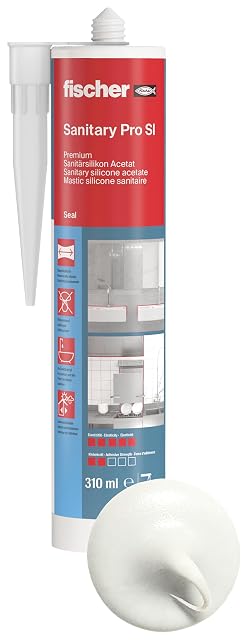Cartuccia di silicone sanitario fischer premium bianco, 310 ml