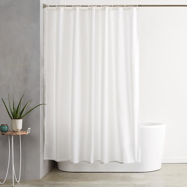 Tenda da doccia bianca liscia Amazon Basics, 180 per 200 cm