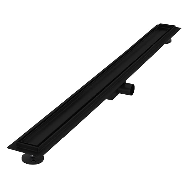 Canalina doccia in acciaio inox nera LuxeBath da 100 cm