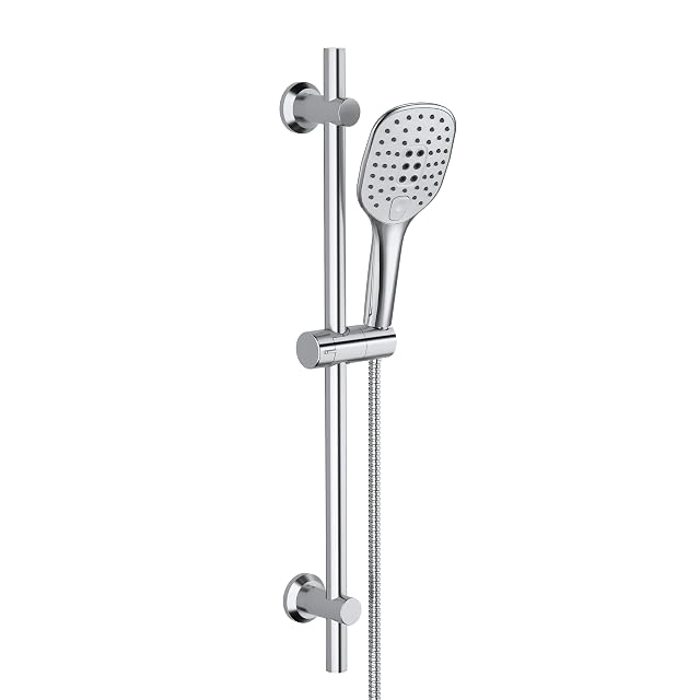 Set asta doccia in acciaio inox cromato JOHO con doccetta a tre getti