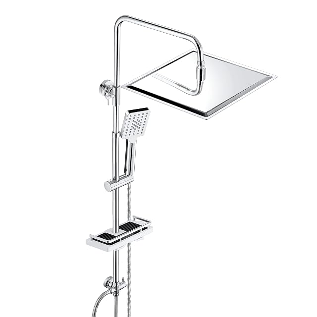 Colonna doccia cromata in inox 304 JOHO con soffione a pioggia da 30 × 30 cm