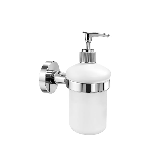 Dispenser di sapone da parete OlBuWa in vetro satinato in supporto in inox