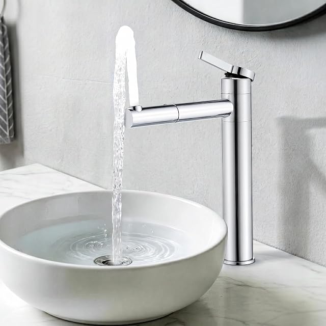 Miscelatore da lavabo alto cromato HOMELODY con bocca e corpo girevoli
