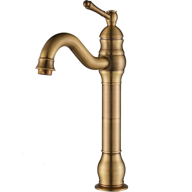 Miscelatore da lavabo alto in ottone anticato ROZIN con bocca girevole