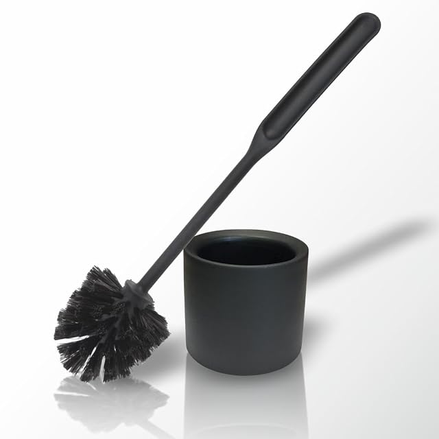 Scopino per wc nero opaco York con supporto