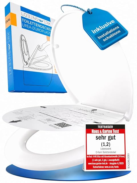 Sedile wc bianco in duroplast con chiusura rallentata e sgancio rapido LOBENSWERK