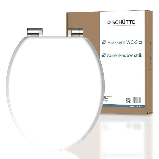 Sedile wc bianco in legno MDF con chiusura rallentata Schütte