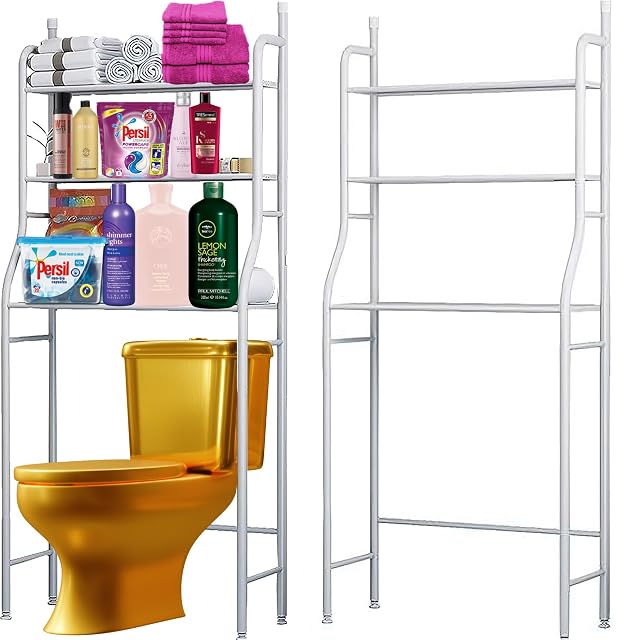 Scaffale da riporre bianco sopra il wc Retoo a tre livelli