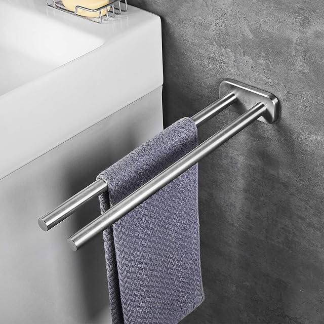 Portasciugamani a due bracci in inox spazzolato JS, 40 cm