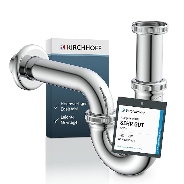 Sifone da lavabo in acciaio inox cromato Kirchhoff