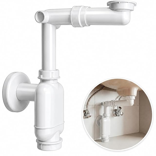 Sifone da lavabo piatto salvaspazio bianco M. Rosenfeld Home