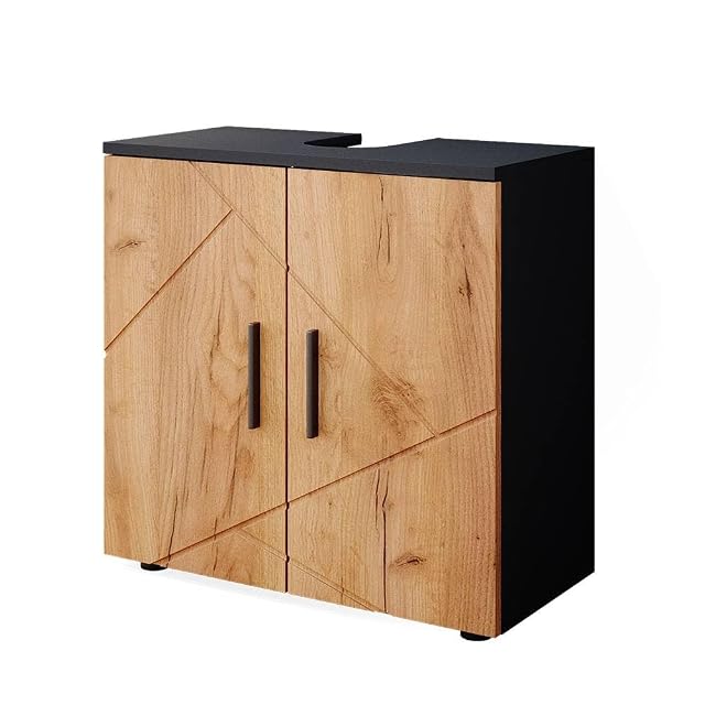 Mobile lavabo a due ante rovere e antracite Vicco Irma