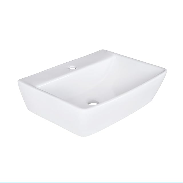Lavabo sospeso rettangolare in ceramica bianca Belvit, 50 cm