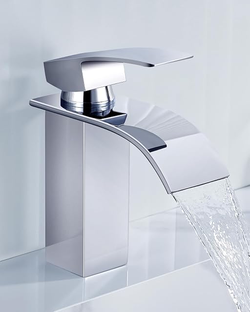 Miscelatore lavabo a cascata in acciaio inox cromato CECIPA